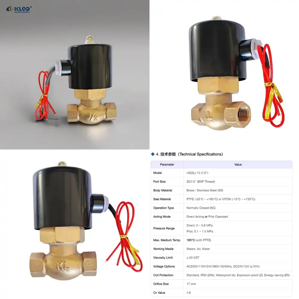 KLQD Brand US-15-AC220V 1/2" High-Performance Steam Solenoid Valve for Steam Systems, Boilers & Pressure Vessels
KLQD Brand US-15-AC220V 1/2" High-Performance Steam Solenoid Valve for Steam Systems, Boilers & Pressure Vessels