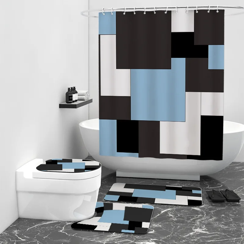 Colored Geometry 3D Printed Bathroom Set Together Shower Curtain Rug Set Bathroom Mats Rugs Toilet Decor Mat 01
Colored Geometry 3D Printed Bathroom Set Together Shower Curtain Rug Set Bathroom Mats Rugs Toilet Decor Mat 01