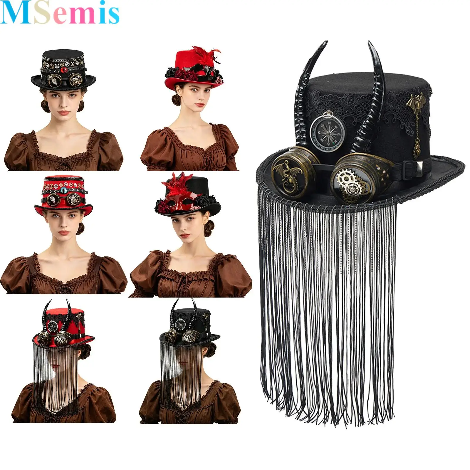 Steampunk Decorated Top Hat for Cosplay Masquerade Ball for Unisex Men Women Halloween Carnivals Theme Party
Steampunk Decorated Top Hat for Cosplay Masquerade Ball for Unisex Men Women Halloween Carnivals Theme Party