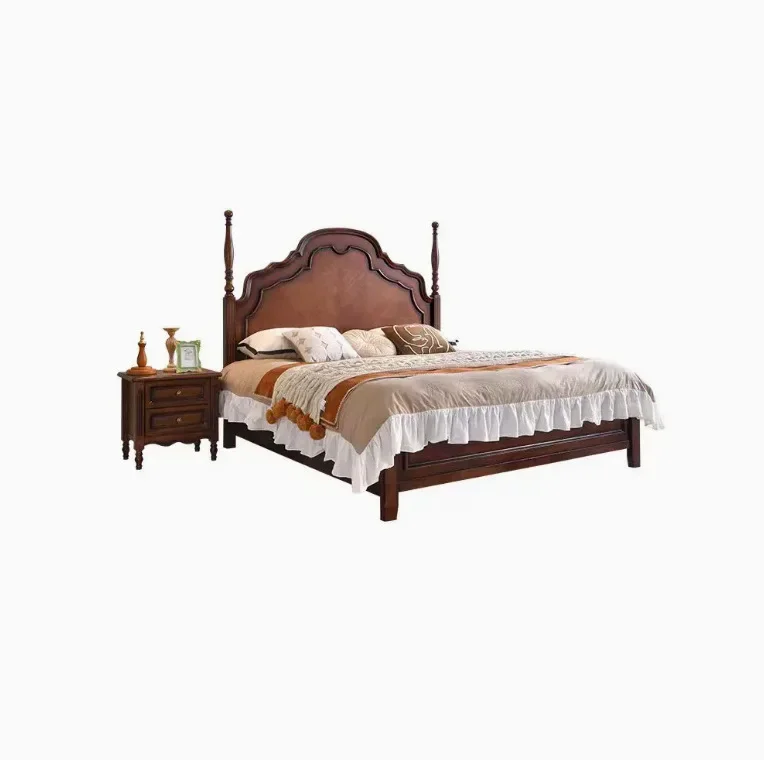 American retro, solid wood double bed, simple goose paw, simple high box storage, master bed
American retro, solid wood double bed, simple goose paw, simple high box storage, master bed
