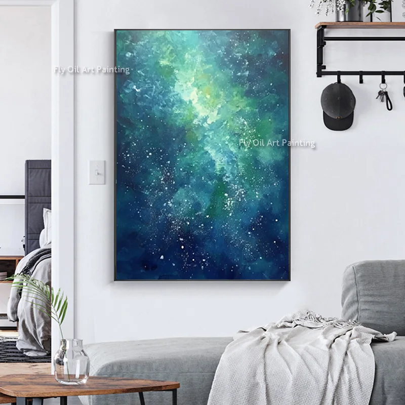Handmade Blue Green Night Sky Canvas Wall Art Original Artwork Green Abstract Thick Oil Painting For Living Room Hall Decor
Handmade Blue Green Night Sky Canvas Wall Art Original Artwork Green Abstract Thick Oil Painting For Living Room Hall Decor