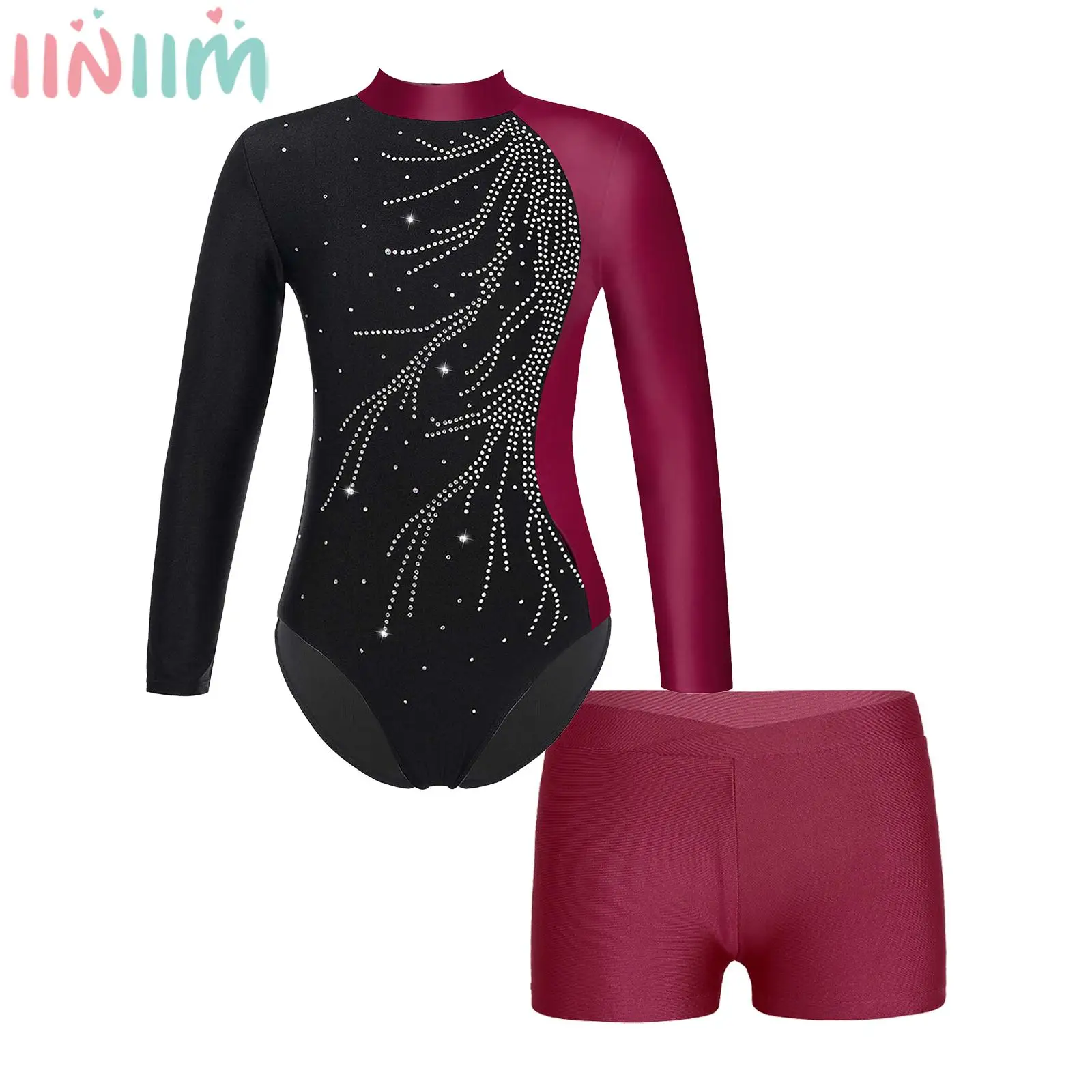 Kids Girls Ballet Leotard Long Sleeve Shiny Rhinestones Bodysuit with Shorts Gymnastic Skating Dance Class Performance Outfits
Kids Girls Ballet Leotard Long Sleeve Shiny Rhinestones Bodysuit with Shorts Gymnastic Skating Dance Class Performance Outfits