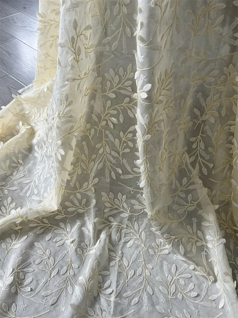 High-end thin 3D sequin leaf embroidered lace fabric for wedding dresses,dresses, home decor fabric,DIY sewing fabric
High-end thin 3D sequin leaf embroidered lace fabric for wedding dresses,dresses, home decor fabric,DIY sewing fabric