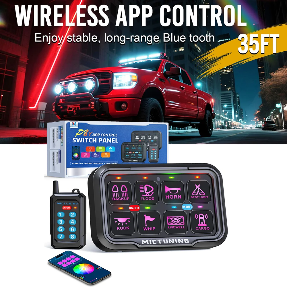 MICTUNING P8Y Ultra Switch Panel 8 Gang With App & Remote Control, Auto Dimmable RGB Colors Circuit Box Center Console Panel
MICTUNING P8Y Ultra Switch Panel 8 Gang With App & Remote Control, Auto Dimmable RGB Colors Circuit Box Center Console Panel