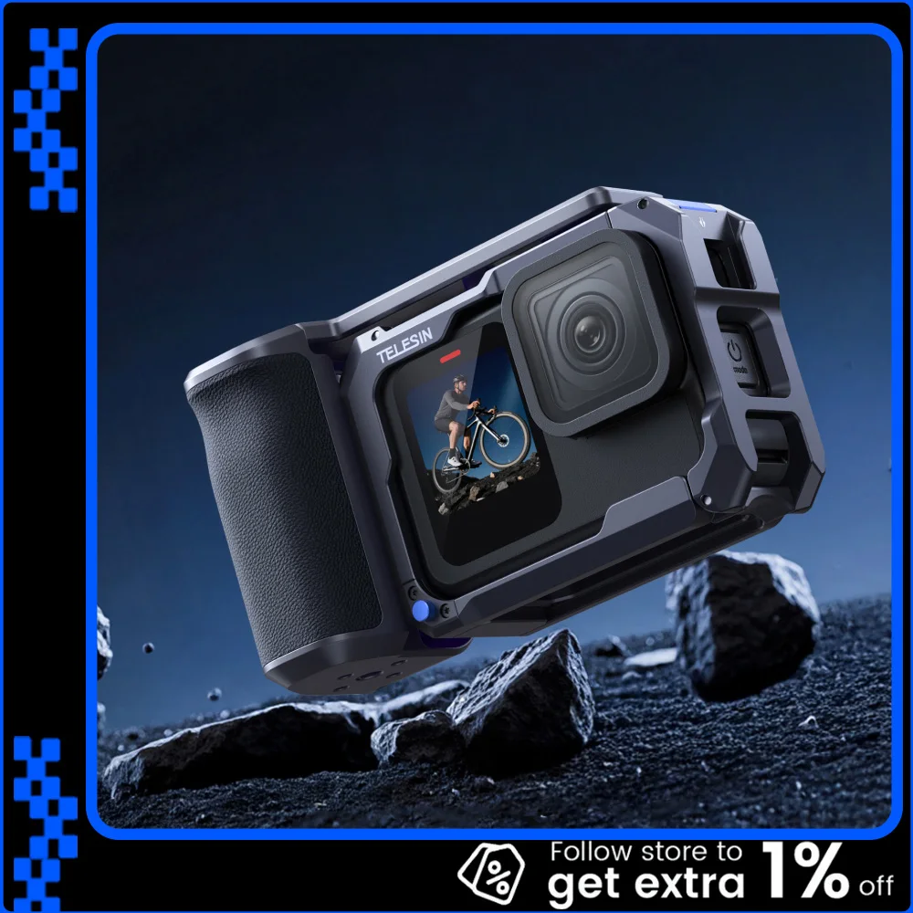 Спортивная камера TELESIN, ручка, металлическая клетка, защита от зарядки, адаптер для холодного башмака, чехол из алюминиевого сплава для Gopro 13, 12, 11, 10, 9
Спортивная камера TELESIN, ручка, металлическая клетка, защита от зарядки, адаптер для холодного башмака, чехол из алюминиевого сплава для Gopro 13, 12, 11, 10, 9