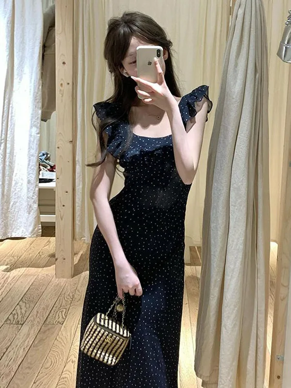 Blue Polka Dot Summer New Style Dress High Waist Flounce Sleeve Women's plus Size Dress Korean Style Commute Wind Midi Dress
Blue Polka Dot Summer New Style Dress High Waist Flounce Sleeve Women's plus Size Dress Korean Style Commute Wind Midi Dress
