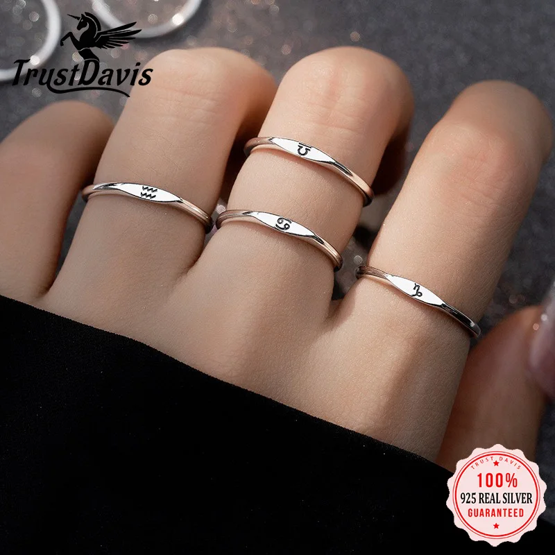 TrustDavis Real 925 Sterling Silver Women's Fashion and Simple Twelve Zodiac Sign Open Ring for Women Gift Jewelry DS4228
TrustDavis Real 925 Sterling Silver Women's Fashion and Simple Twelve Zodiac Sign Open Ring for Women Gift Jewelry DS4228