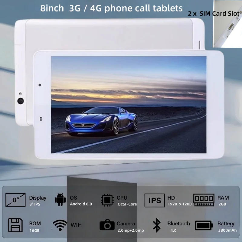 New 8" Android 6.0 Tablet PC 2GB RAM 16GB ROM 1920 x 1200 IPS MT8783 Octa-Core GSM Dual SIM Card T8 3G / 4G Phone Call Tablets
New 8" Android 6.0 Tablet PC 2GB RAM 16GB ROM 1920 x 1200 IPS MT8783 Octa-Core GSM Dual SIM Card T8 3G / 4G Phone Call Tablets