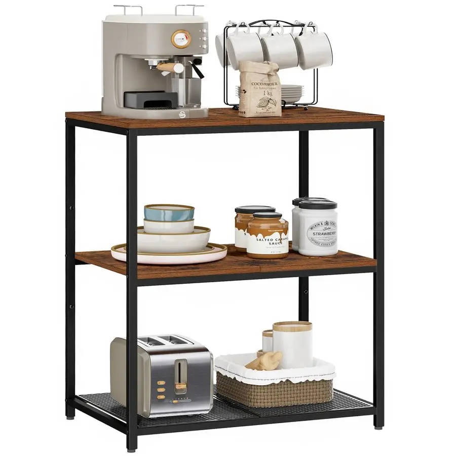 Island with 3 Shelves, Kitchen Shelf with Large Workstation, Bakers Rack, Workbench, Metal Frame, Rustic Brown and Black
Island with 3 Shelves, Kitchen Shelf with Large Workstation, Bakers Rack, Workbench, Metal Frame, Rustic Brown and Black