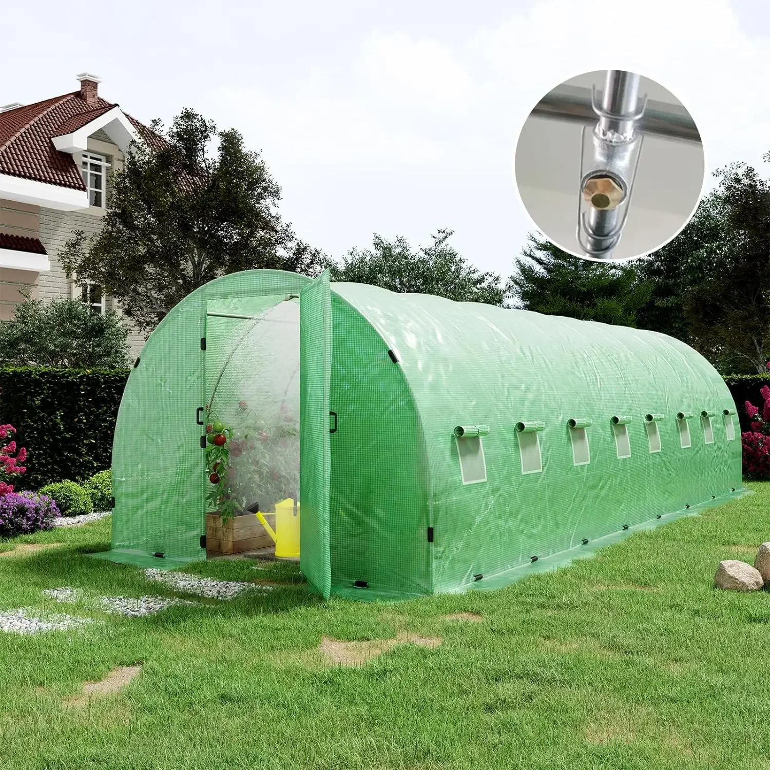 26x10x7ft Large Walk-in Greenhouse for Outdoors with Watering System Upgraded Swing Door Tunnel Greenhouse kit, Heavy Duty
26x10x7ft Large Walk-in Greenhouse for Outdoors with Watering System Upgraded Swing Door Tunnel Greenhouse kit, Heavy Duty