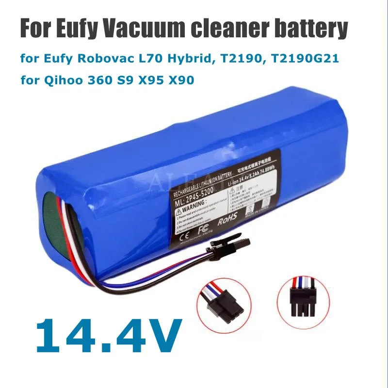 14,4 В 5200 мАч 4S2P для Eufy Robovac L70 L10 Hybrid T2190 Qihoo 360 S9 X95 X90, аккумулятор для робота-пылесоса
14,4 В 5200 мАч 4S2P для Eufy Robovac L70 L10 Hybrid T2190 Qihoo 360 S9 X95 X90, аккумулятор для робота-пылесоса