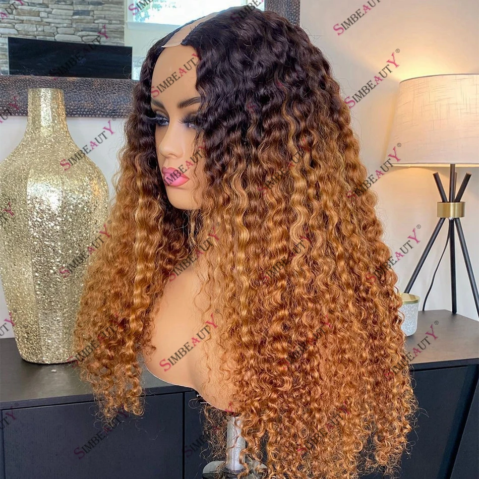 Machine Made Full 200 Density 1B/27 Ombre Kinky Curly Human Hair V Part Wig Easy Wear Human Hair U Part Wig with Clips
Machine Made Full 200 Density 1B/27 Ombre Kinky Curly Human Hair V Part Wig Easy Wear Human Hair U Part Wig with Clips