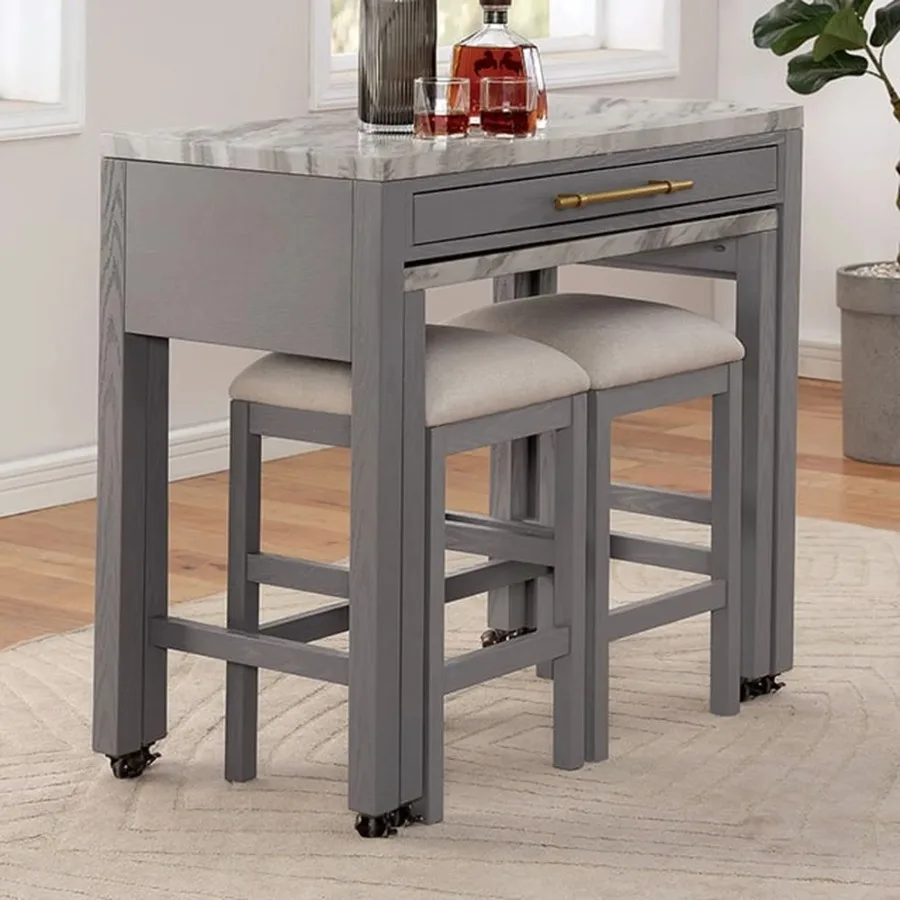 Light Gray Counter Height Table w NESTED TABLE Dining Room Furniture Faux Marble Top Table
Light Gray Counter Height Table w NESTED TABLE Dining Room Furniture Faux Marble Top Table
