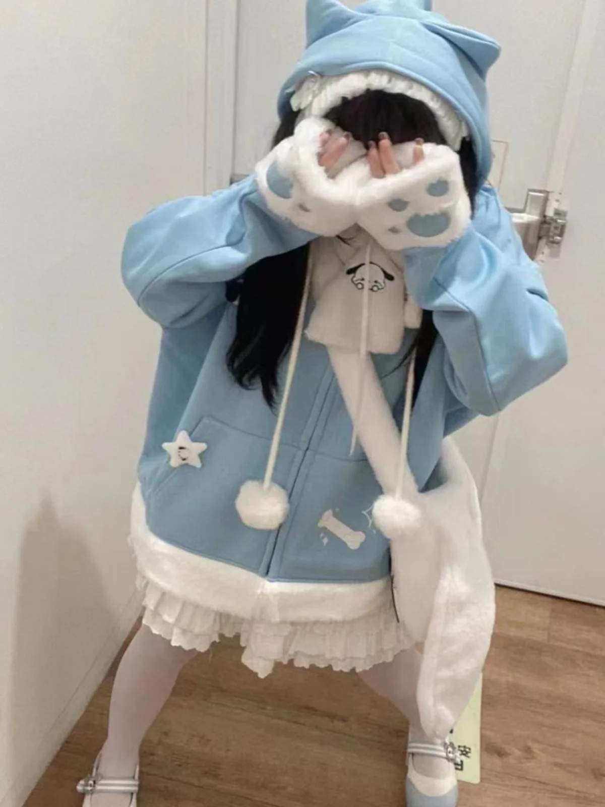 Cute Embroidered Plaid Ear Claw Hooded Fce Lined Jaet Autumn Winter Sle Sweet Girl Sweatirt Soft
Cute Embroidered Plaid Ear Claw Hooded Fce Lined Jaet Autumn Winter Sle Sweet Girl Sweatirt Soft