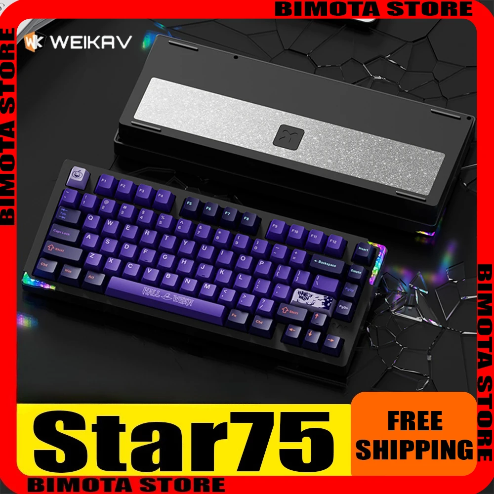 WEIKAV Stars75S Механическая клавиатура Беспроводная Bluetooth Аксессуары для ПК 3 режима QMK/VIA Алюминиевый сплав Gamer Индивидуальная клавиатура
WEIKAV Stars75S Механическая клавиатура Беспроводная Bluetooth Аксессуары для ПК 3 режима QMK/VIA Алюминиевый сплав Gamer Индивидуальная клавиатура
