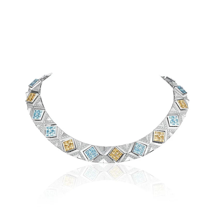 Bellux Original Design Choker 925 Silver Synthetic Zircon Colored Gemstone Wide Edition Luxury Necklace for Women
Bellux Original Design Choker 925 Silver Synthetic Zircon Colored Gemstone Wide Edition Luxury Necklace for Women