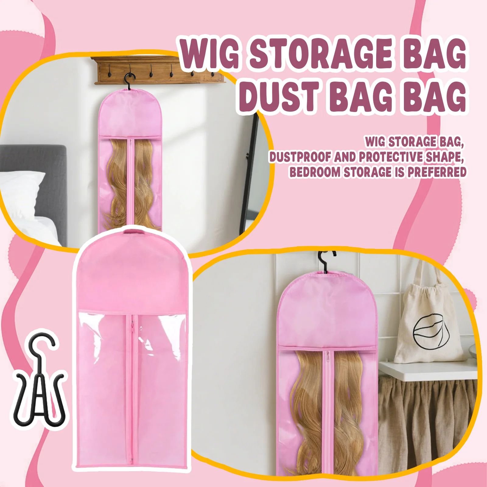 Wig Hair Extension Storage Bag with Hanger Dust Proof Non Woven Wig Protable Bags For Hair And Cloth Wig Organizer
Wig Hair Extension Storage Bag with Hanger Dust Proof Non Woven Wig Protable Bags For Hair And Cloth Wig Organizer