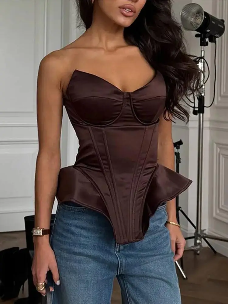Женский черный корсетный топ без бретелек без рукавов с открытой спиной тонкий жилет вечерние вечерние отпуск модный однотонный укороченный топ
Женский черный корсетный топ без бретелек без рукавов с открытой спиной тонкий жилет вечерние вечерние отпуск модный однотонный укороченный топ
