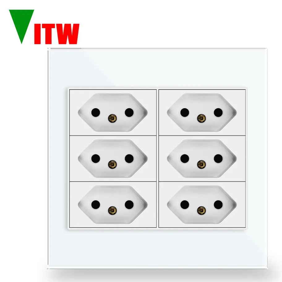 Vitw Brazil Standard Power Outlet 10A/20A AC 110V~250V 120mm*120mm Crystal Glass Panel,6-Socket Wall Outlet BR Electric Plug
Vitw Brazil Standard Power Outlet 10A/20A AC 110V~250V 120mm*120mm Crystal Glass Panel,6-Socket Wall Outlet BR Electric Plug