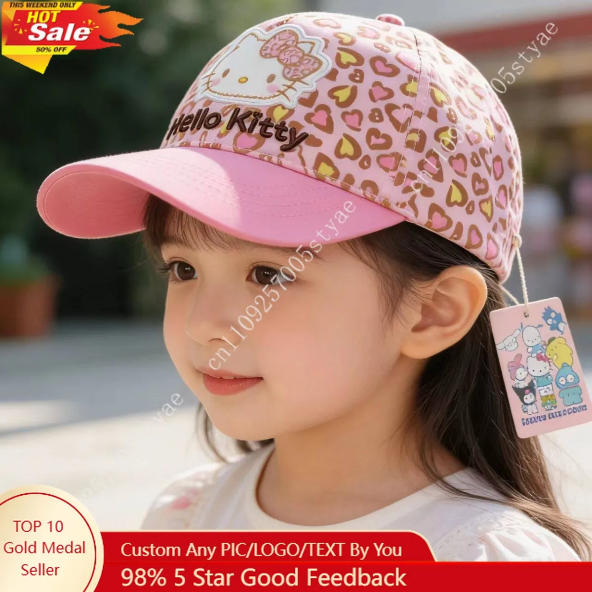 Sanrio Hello Kitty Kids Baseball Cap Pink Leopard Heart Print Embroidered Logo Adjustable Sun Hat for Girls and Adult
Sanrio Hello Kitty Kids Baseball Cap Pink Leopard Heart Print Embroidered Logo Adjustable Sun Hat for Girls and Adult