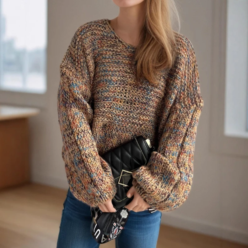 2025 Retro Autumn and Winter Round Neck Pullover Women's Casual Motley Mixed Woven Stitching Sweater Top
2025 Retro Autumn and Winter Round Neck Pullover Women's Casual Motley Mixed Woven Stitching Sweater Top