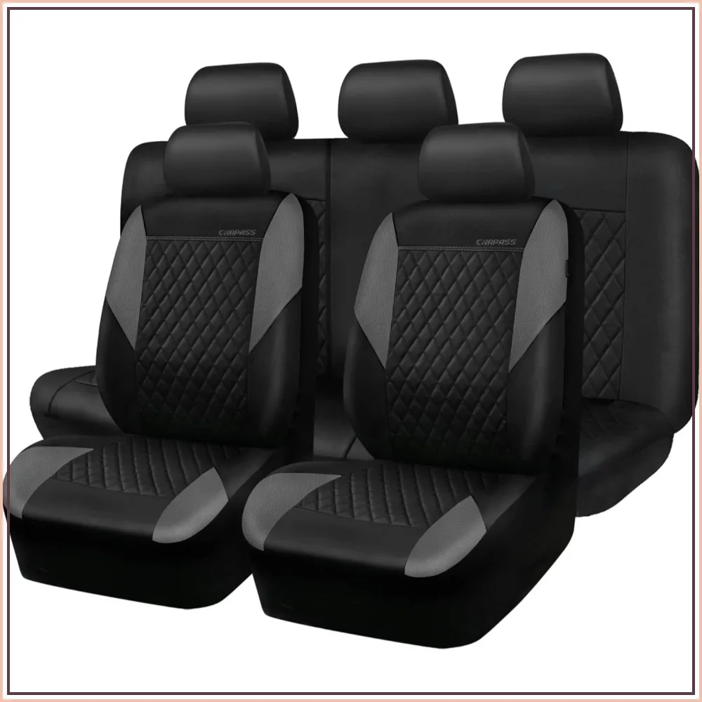 Luxury Quilted Leather Seat Covers, Waterproof PU, 5mm Foam Padding, Airbag Compatible, Universal Fit for Sedan SUV Van, Gray
Luxury Quilted Leather Seat Covers, Waterproof PU, 5mm Foam Padding, Airbag Compatible, Universal Fit for Sedan SUV Van, Gray