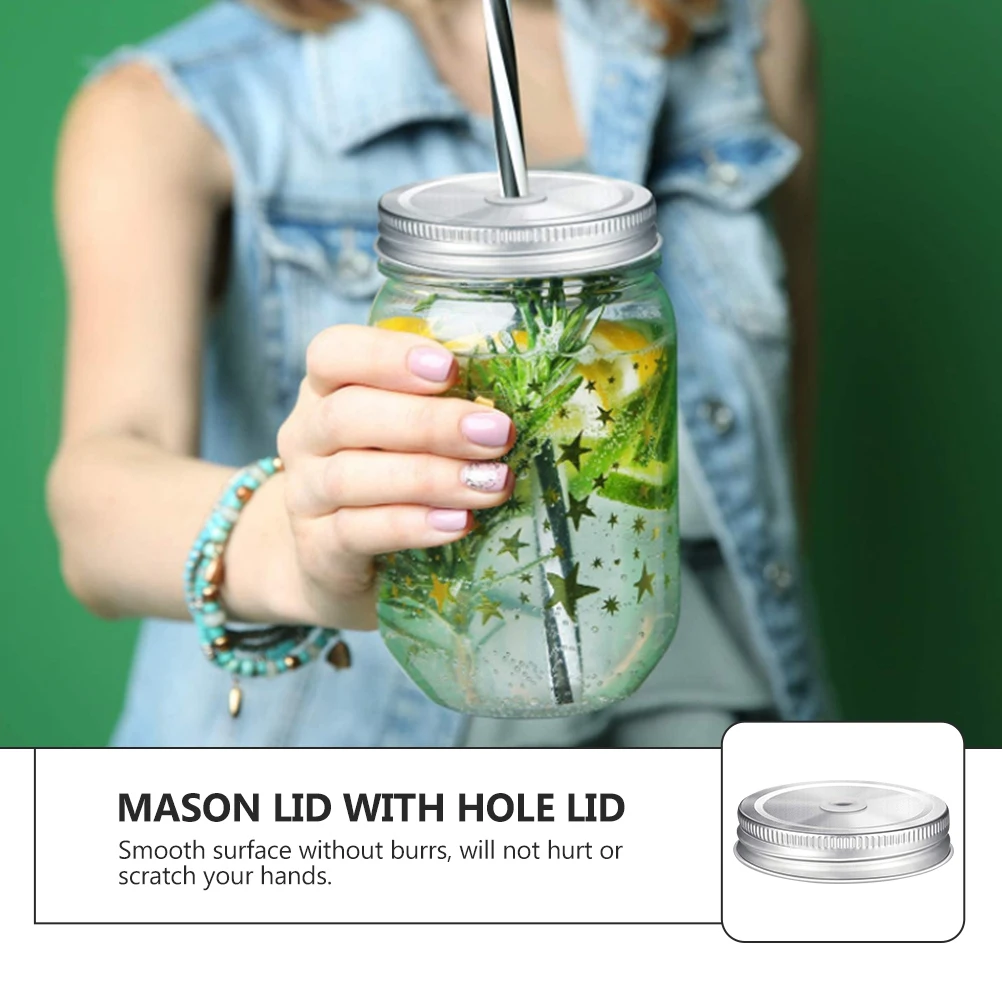 2pcs Stainless Steel Jar Straw Lids Leak Proof Canning Caps With Silicone Ring Secure Sealing Caps For Tea Coffee Juice Storage
2pcs Stainless Steel Jar Straw Lids Leak Proof Canning Caps With Silicone Ring Secure Sealing Caps For Tea Coffee Juice Storage