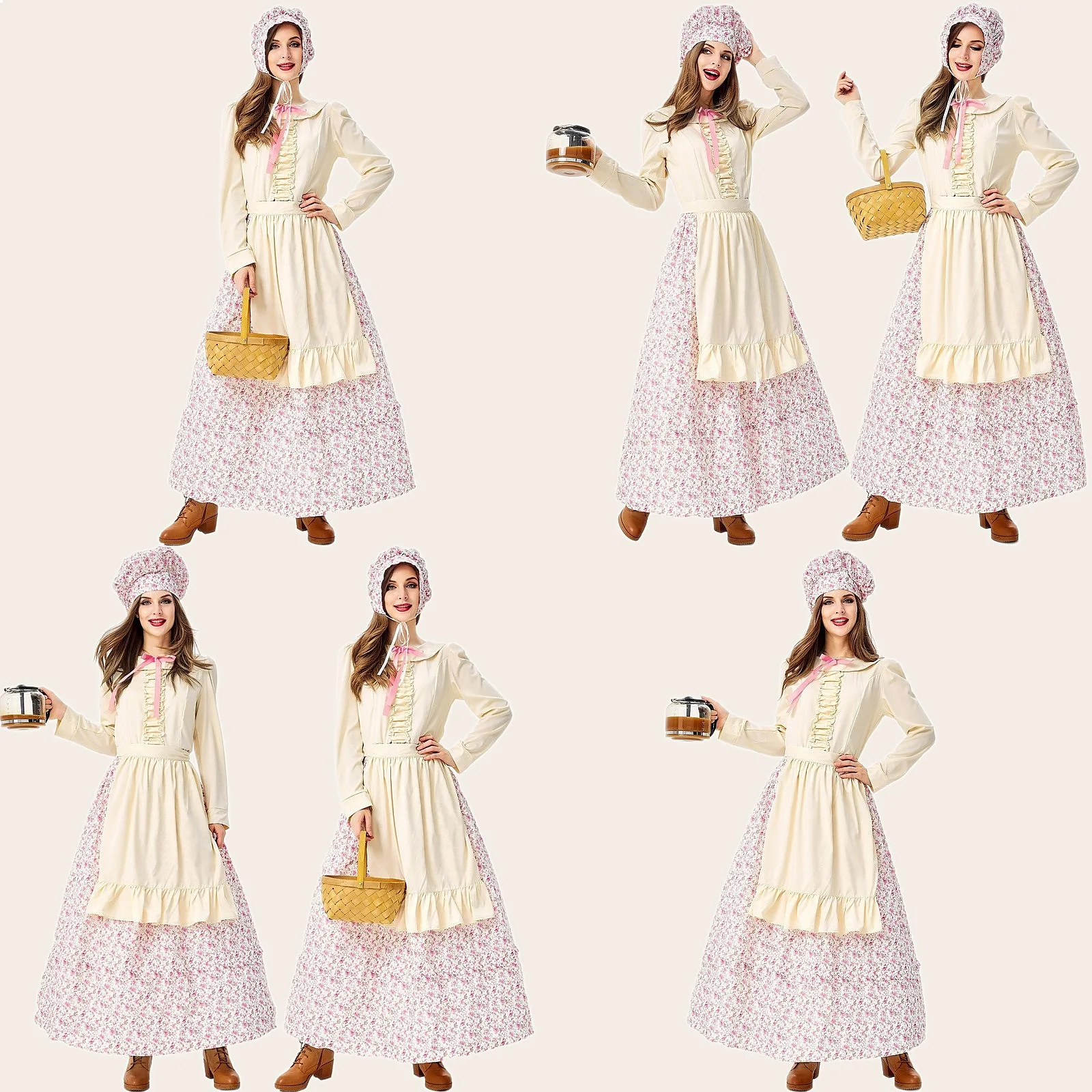 Vintage Farm Maid Dress Apron Headband Set European Countryside Floral Long Dress Retro Garden Cosplay Costume
Vintage Farm Maid Dress Apron Headband Set European Countryside Floral Long Dress Retro Garden Cosplay Costume