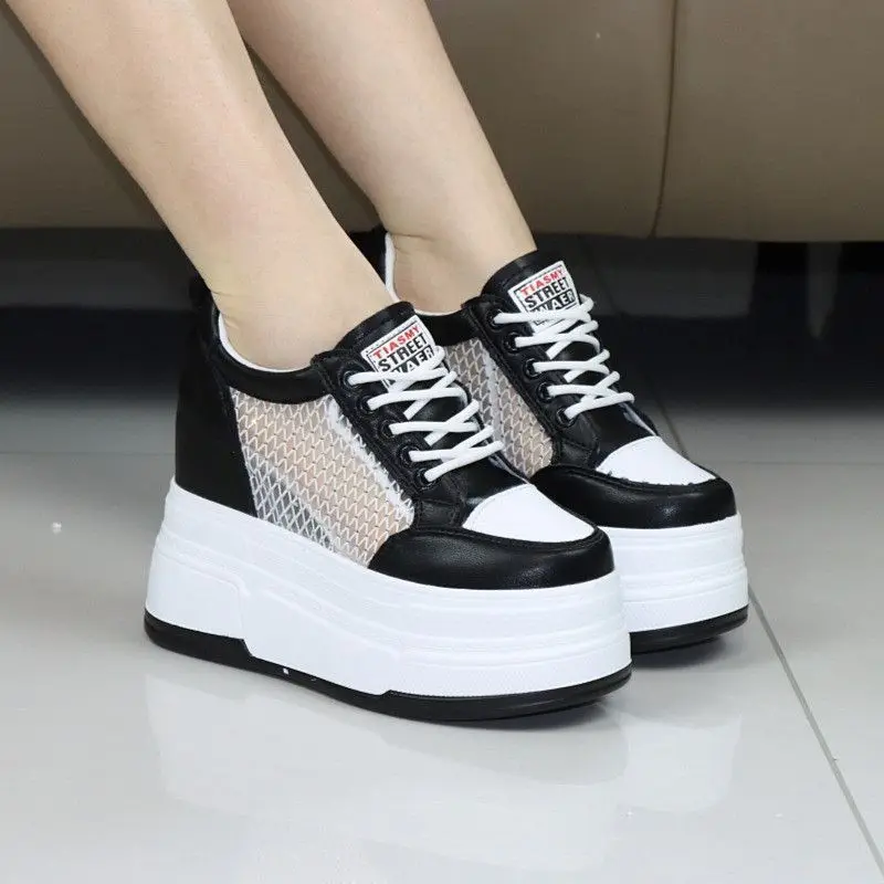 12CM Height Increase Women Platform Sneakers White Mesh Hollow Breathable Spring Summer Elevator Shoes Comfortable Thick Casual
12CM Height Increase Women Platform Sneakers White Mesh Hollow Breathable Spring Summer Elevator Shoes Comfortable Thick Casual
