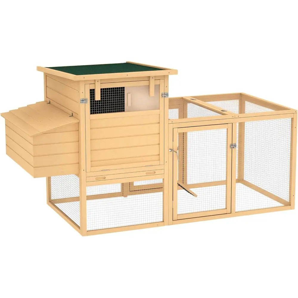 75 Wooden Chicken Coop with Nesting Box, Removable Tray, Outdoor Hen House for Backyard, Natural Wood
75 Wooden Chicken Coop with Nesting Box, Removable Tray, Outdoor Hen House for Backyard, Natural Wood