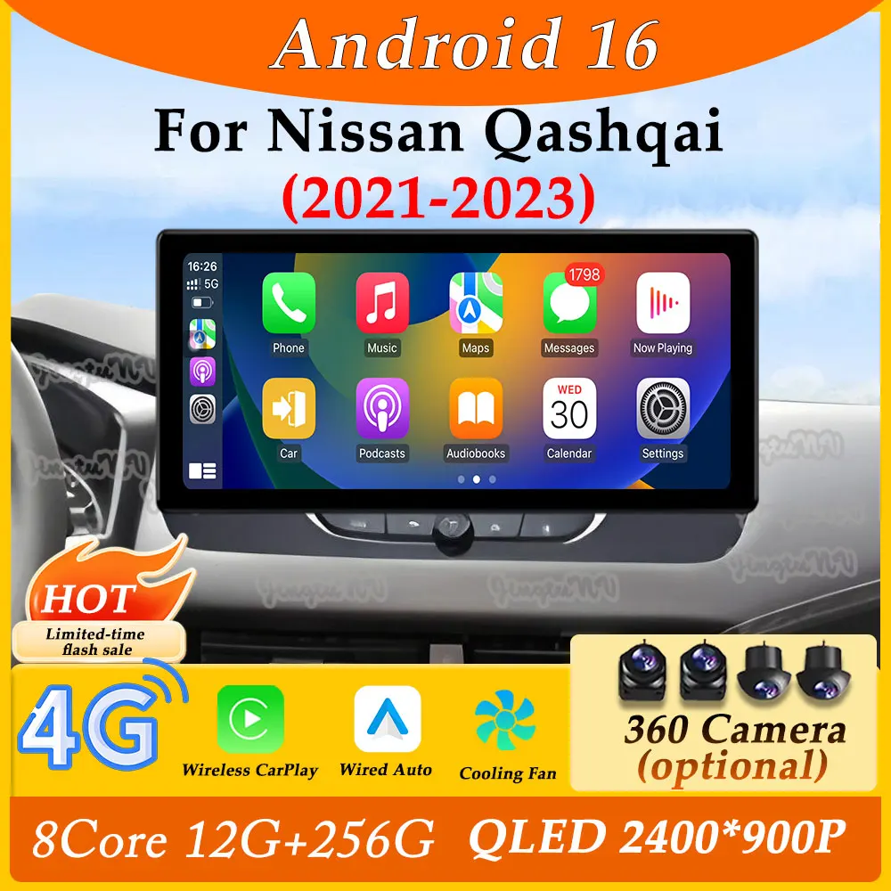12,3-дюймовый ультратонкий экран CarPlay Android 16, автомобильный радиоприемник, видео-аудио, мультимедийный плеер для Nissan Qashqai 2021-2023 DSP Stereo BT
12,3-дюймовый ультратонкий экран CarPlay Android 16, автомобильный радиоприемник, видео-аудио, мультимедийный плеер для Nissan Qashqai 2021-2023 DSP Stereo BT