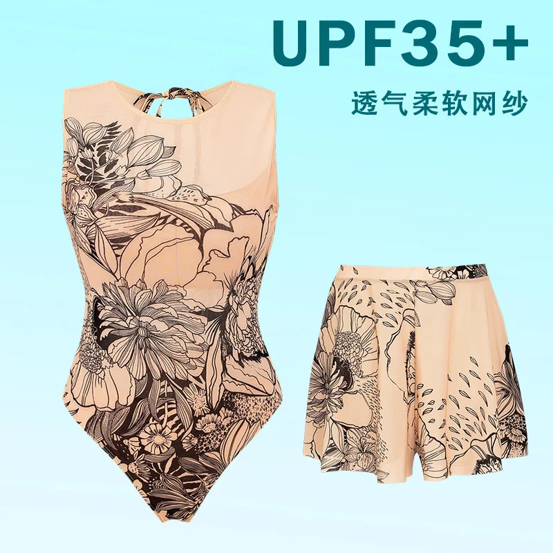 Sleeveless Printed One Piece Swimwear With Elastic Waist Short Set Women Swimsuit Retro Lady Breathable Mesh Beach Bathing Suit
Sleeveless Printed One Piece Swimwear With Elastic Waist Short Set Women Swimsuit Retro Lady Breathable Mesh Beach Bathing Suit
