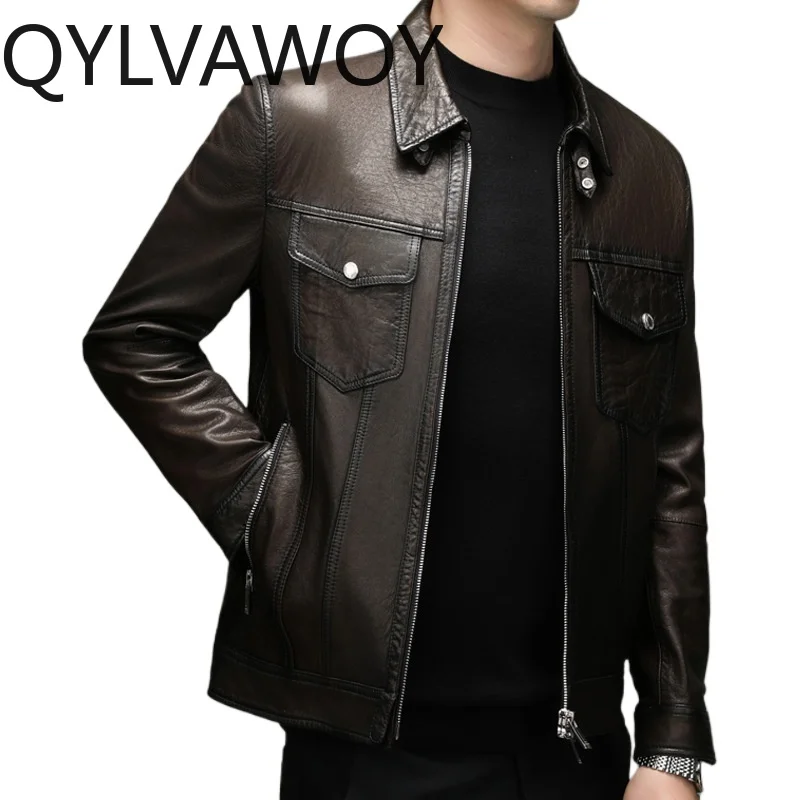QYLVAWOY Top Layer Sheepskin Real Leather Jacket Fashion Man Jackets Short Jackets for Man Leather Coat Chaqueta Stand Collar
QYLVAWOY Top Layer Sheepskin Real Leather Jacket Fashion Man Jackets Short Jackets for Man Leather Coat Chaqueta Stand Collar