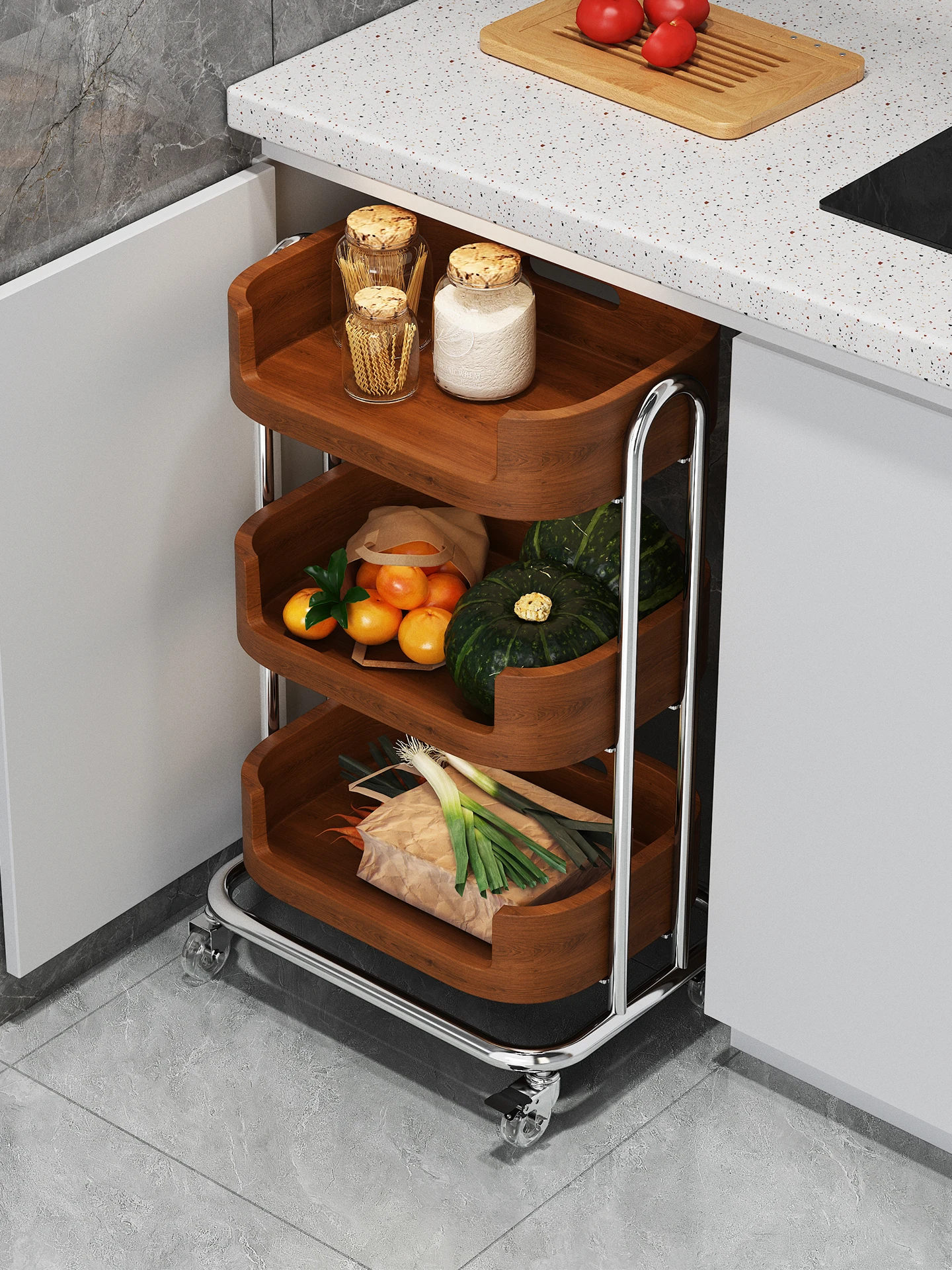Kitchen Cabinet Mobile Vegetable Basket Ancient Floor Multifunctional Fruit Storage Rack Cart
Kitchen Cabinet Mobile Vegetable Basket Ancient Floor Multifunctional Fruit Storage Rack Cart
