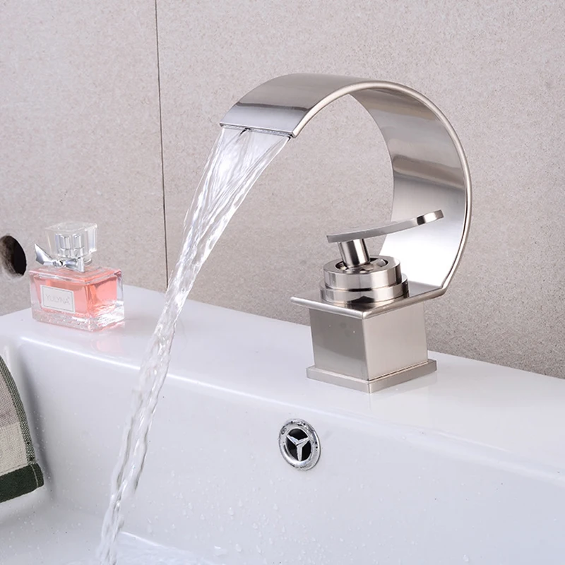 Brush Nickel Basin Faucet WaterfallSpout Sink Tap Single Hole Deck Mount Single Handle Cold Hot Water Mixer Bathroom Faucet
Brush Nickel Basin Faucet WaterfallSpout Sink Tap Single Hole Deck Mount Single Handle Cold Hot Water Mixer Bathroom Faucet