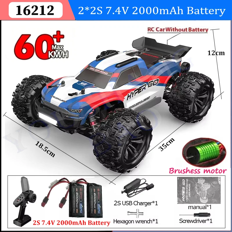 MJX Hyper Go 16212 16213 16218 1/16 4WD RC Car 60KM/H Brushless RC Racing Car 2.4G Remote Control Cars Off-Road Truck Toys
MJX Hyper Go 16212 16213 16218 1/16 4WD RC Car 60KM/H Brushless RC Racing Car 2.4G Remote Control Cars Off-Road Truck Toys