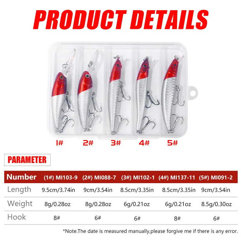 5PCSBoxed Long-Range Floating Minnow Lure Micro Bait Set Portable Storage Lure Bait Box
5PCSBoxed Long-Range Floating Minnow Lure Micro Bait Set Portable Storage Lure Bait Box