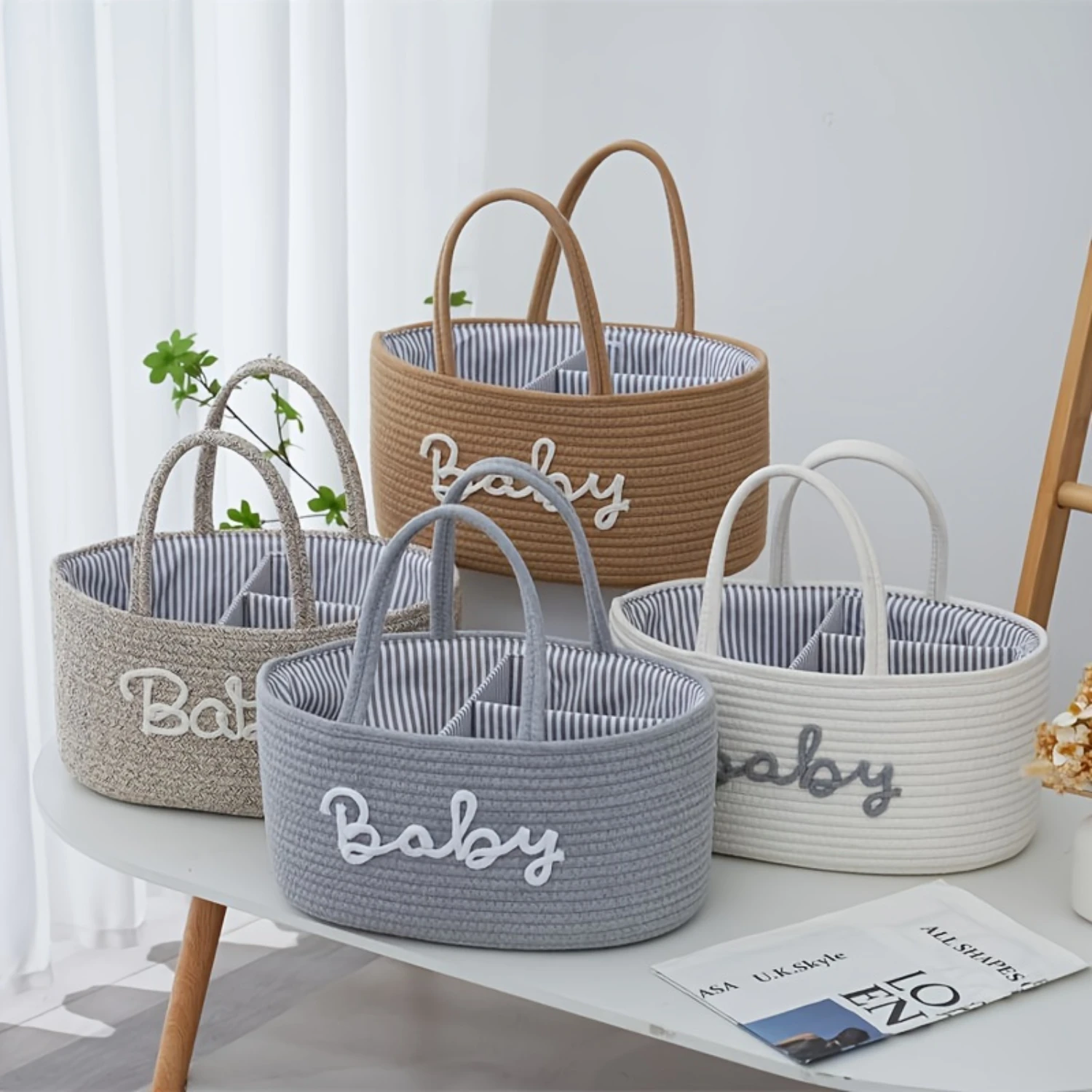 Casual Style 3-Compartment Cotton Woven Basket Organizer for Bottles, Diapers, Bathroom Supplies - Perfect for Poolside Accessor
Casual Style 3-Compartment Cotton Woven Basket Organizer for Bottles, Diapers, Bathroom Supplies - Perfect for Poolside Accessor