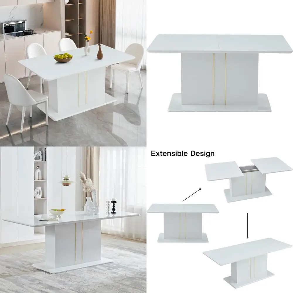 Expanding Wooden High Gloss Dining Table for 6-10 People, White
Expanding Wooden High Gloss Dining Table for 6-10 People, White