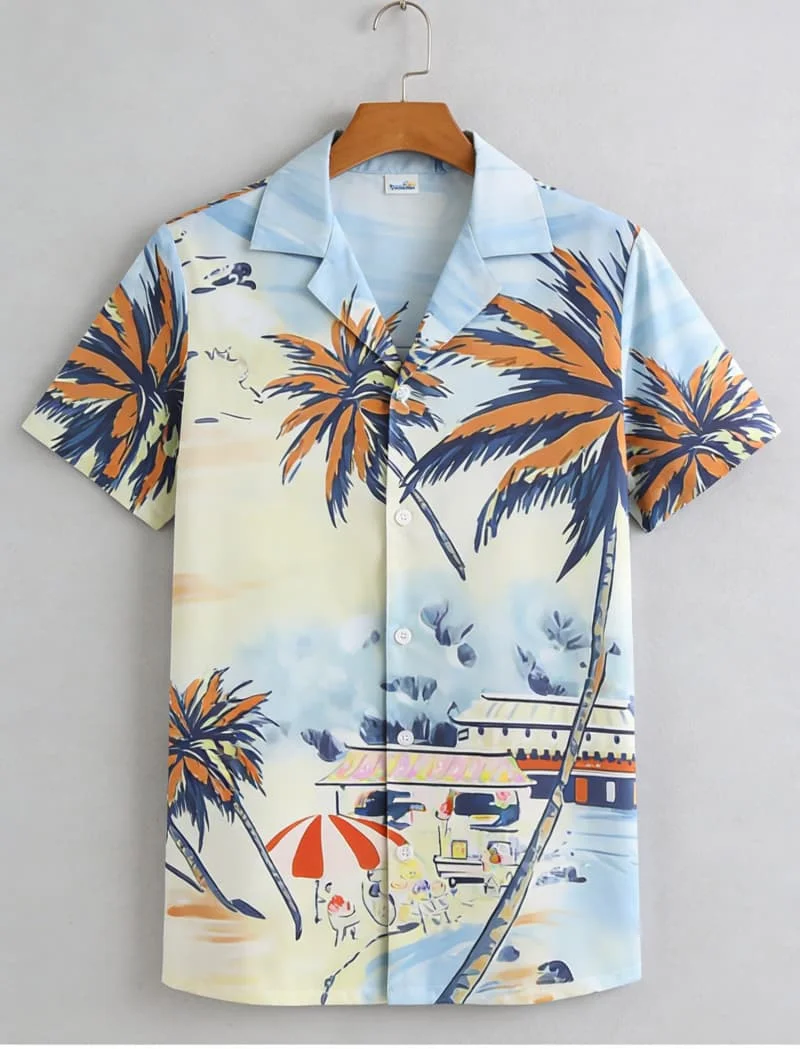 Men's Tropical Island Beach Scenery Print Short Sleeve Shirt, Vacation Style Graphic for Summer Seaside and Daily Casual Wear
Men's Tropical Island Beach Scenery Print Short Sleeve Shirt, Vacation Style Graphic for Summer Seaside and Daily Casual Wear