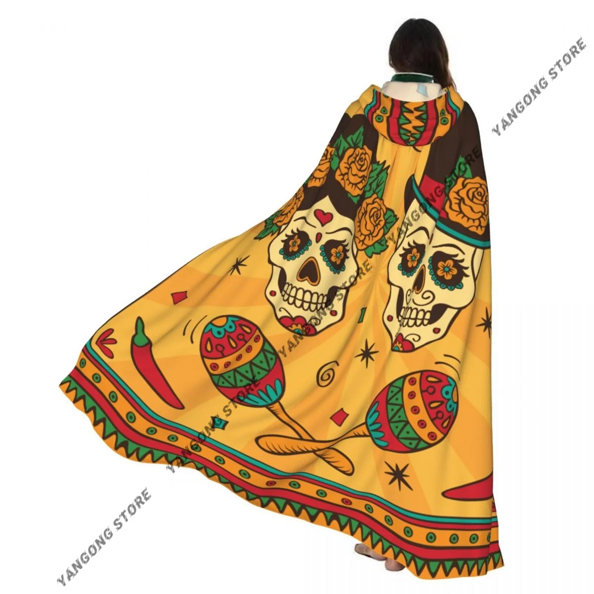 Witch Cloak Dia De Los Muertos Sugar Skulls With Maracas Halloween Cosplay Costume Unisex Adult Cloak Retro Ages Cape
Witch Cloak Dia De Los Muertos Sugar Skulls With Maracas Halloween Cosplay Costume Unisex Adult Cloak Retro Ages Cape