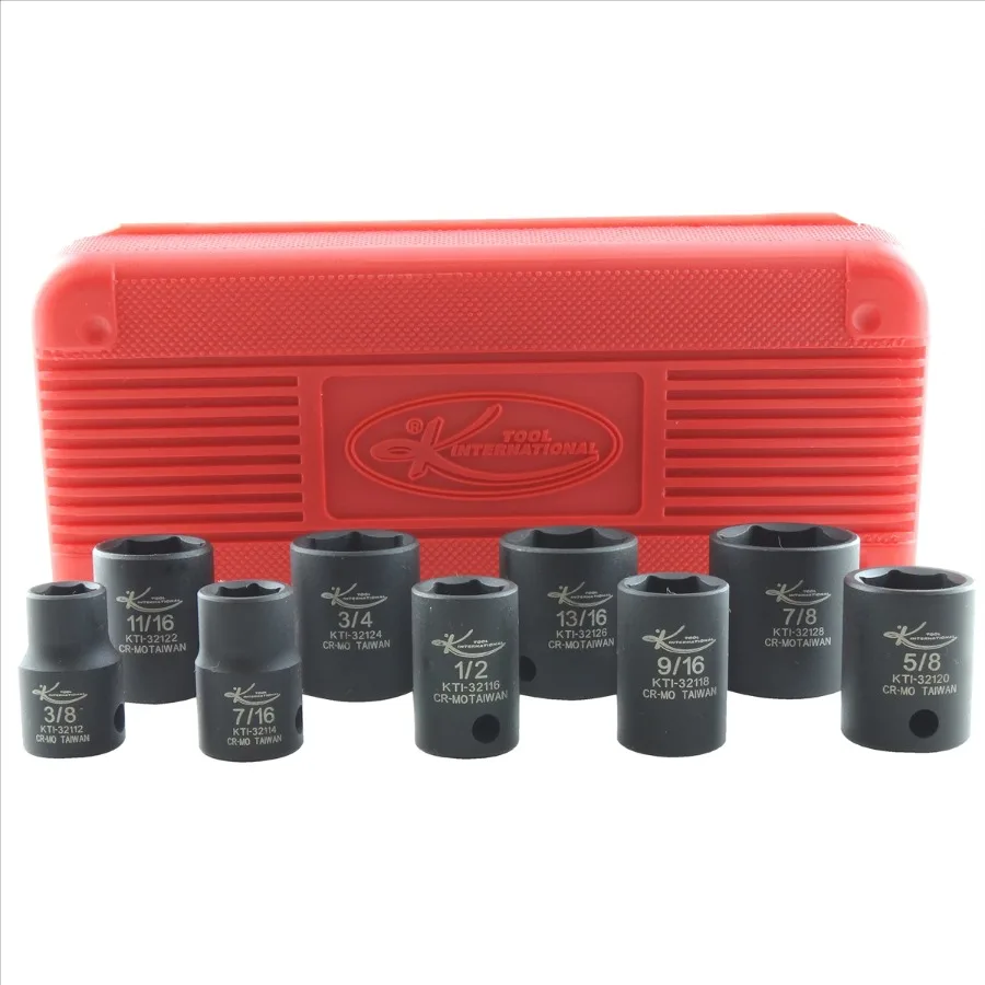 K-Tool 32100 9 Piece 3/8 Drive Standard Short Impact Socket Set
K-Tool 32100 9 Piece 3/8 Drive Standard Short Impact Socket Set