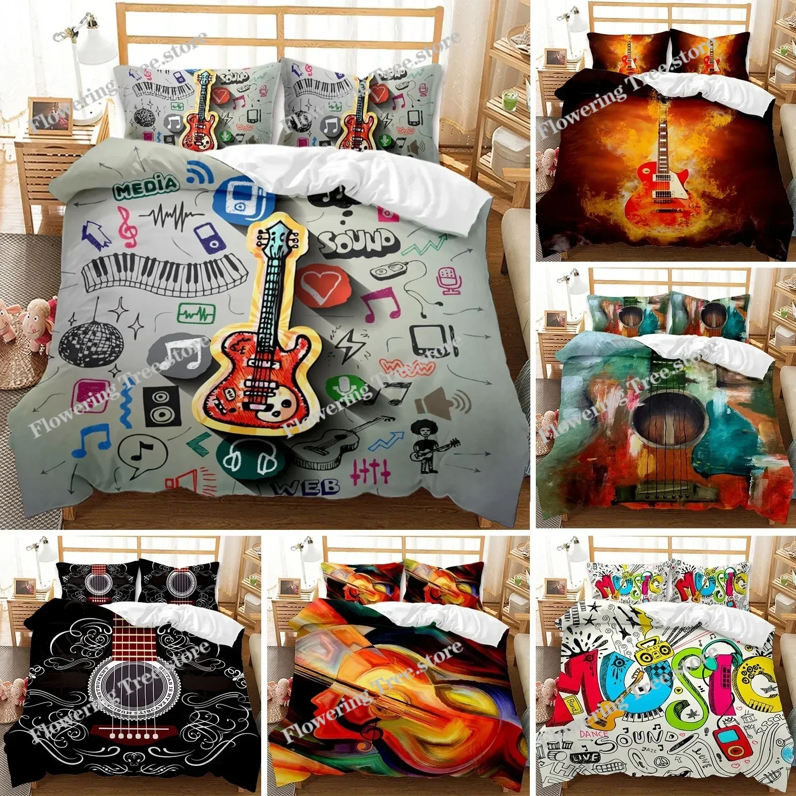 Guitar Duvet Cover Set Twin Rock Music Comforter Cover Set Hip Hop Hippie Quilt Cover Blue Guitar Polyester Bedding Set for Teen
Guitar Duvet Cover Set Twin Rock Music Comforter Cover Set Hip Hop Hippie Quilt Cover Blue Guitar Polyester Bedding Set for Teen