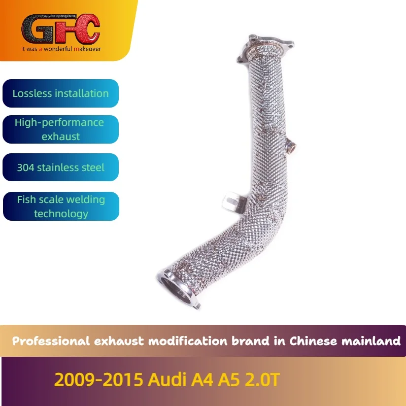 GFC brand for the 2009-2015 Audi A4 A5 2.0T 304 stainless steel high-performance catted downpipe
GFC brand for the 2009-2015 Audi A4 A5 2.0T 304 stainless steel high-performance catted downpipe