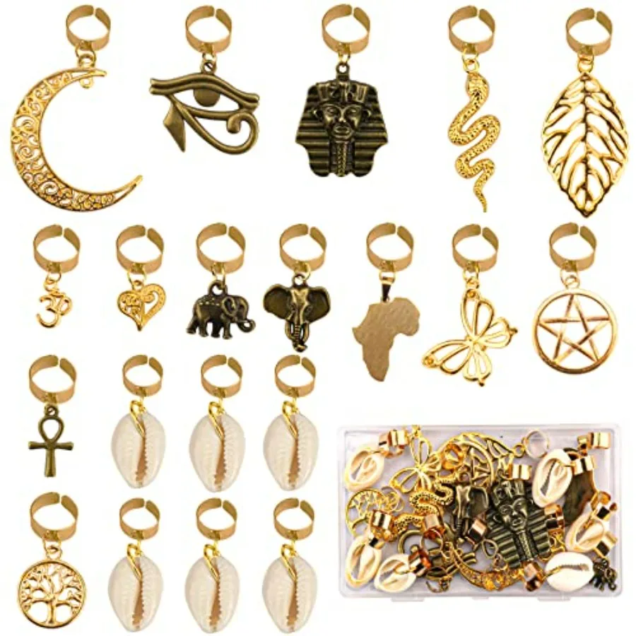 20 PCS Locs Braids Hair Cuffs 15 Styles Vintage African Pendant Charms Butterfly Shell DIY Hair Accessories
20 PCS Locs Braids Hair Cuffs 15 Styles Vintage African Pendant Charms Butterfly Shell DIY Hair Accessories