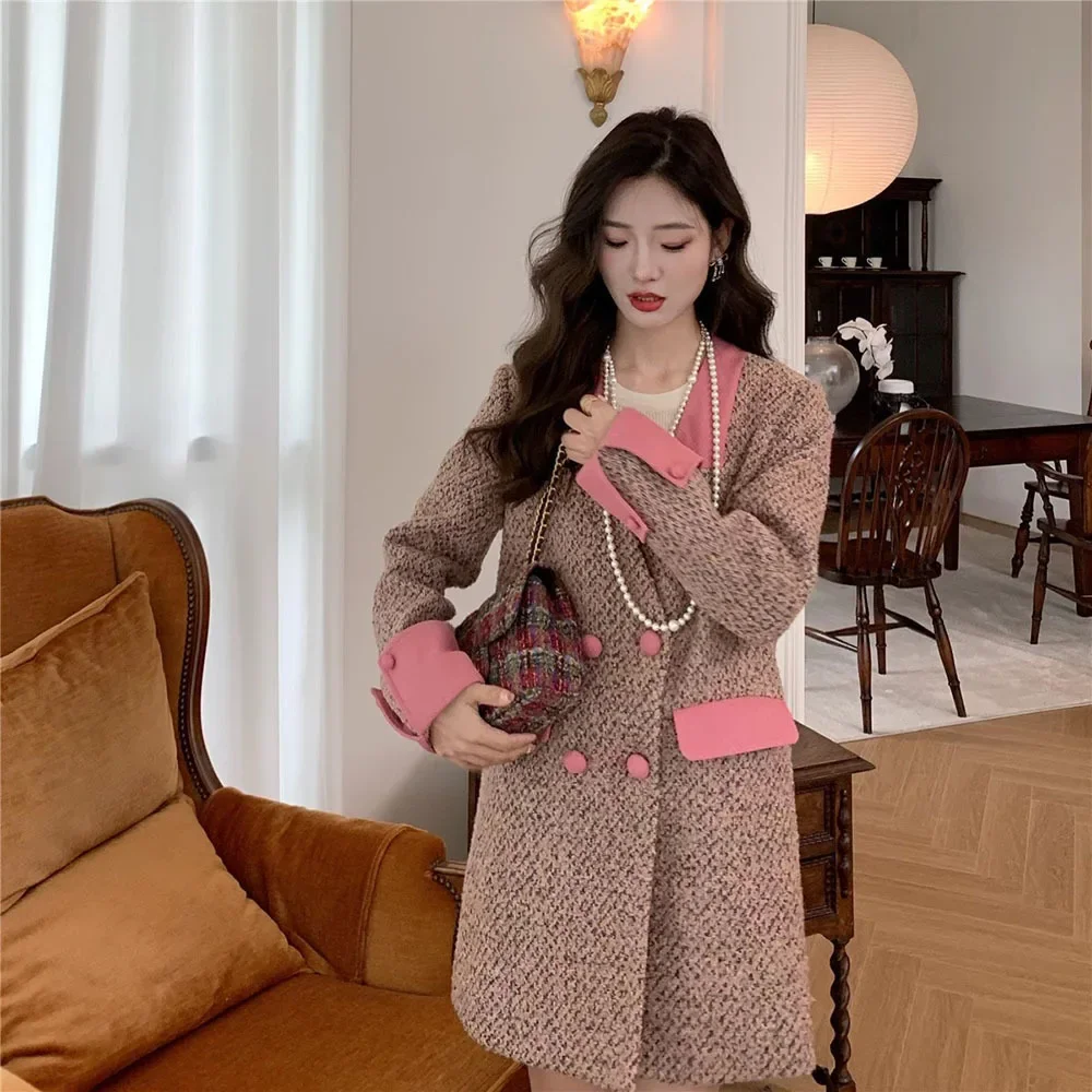 2025 Autumn Fashion Woven Slim Tops Female Office Lady Blazer Hot Sale Pink Mid-Long Jackets For Women Vintage Tweed Coat Women
2025 Autumn Fashion Woven Slim Tops Female Office Lady Blazer Hot Sale Pink Mid-Long Jackets For Women Vintage Tweed Coat Women
