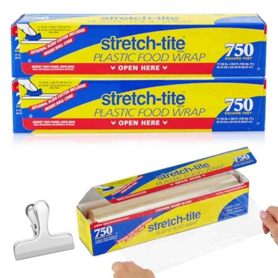 Stretch Tite Plastic Wrap For Food With Slide Cutter 750 Sq. Ft 11 7/8 Inch. Pack Of 2 With a Scooply Bag Clip
Stretch Tite Plastic Wrap For Food With Slide Cutter 750 Sq. Ft 11 7/8 Inch. Pack Of 2 With a Scooply Bag Clip