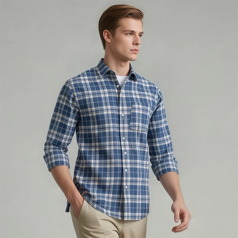 Мужская одежда из 100% хлопка, осень 2024, матовая классическая рубашка с длинным рукавом, модная полосатая деловая рубашка, однобортная одежда
Мужская одежда из 100% хлопка, осень 2024, матовая классическая рубашка с длинным рукавом, модная полосатая деловая рубашка, однобортная одежда