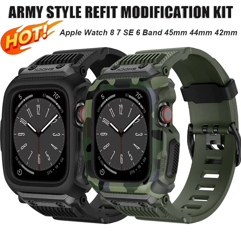 Camouflage Sport Case Band For Apple Watch 8 7 SE 6 45mm 44mm 42mm Waterproof Drop-Resistant Strap Mod Kit correa apple watch
Camouflage Sport Case Band For Apple Watch 8 7 SE 6 45mm 44mm 42mm Waterproof Drop-Resistant Strap Mod Kit correa apple watch