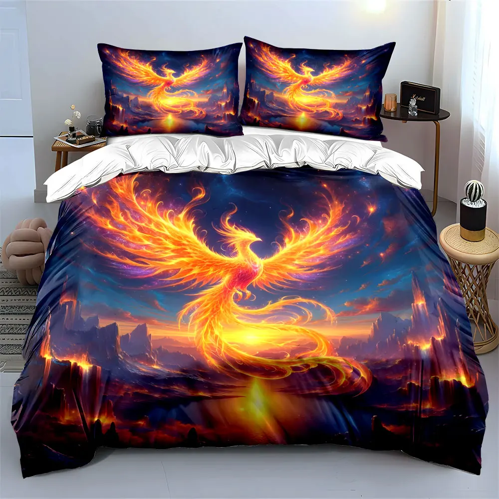 Phoenix Reborn in Dreamlike Valley Duvet Cover Set with 3D Printing Design Soft Polyester Bedding Set All-Season Comfort
Phoenix Reborn in Dreamlike Valley Duvet Cover Set with 3D Printing Design Soft Polyester Bedding Set All-Season Comfort